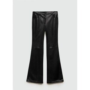 MANGO - Faux-leather flared trousers black - 4 - Woman